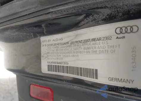 2018 Audi A4 2.0T Tech Ultra Premium/2.0T Ultra Premium из США, поврежденный, VIN WAUKMAF48JN013559